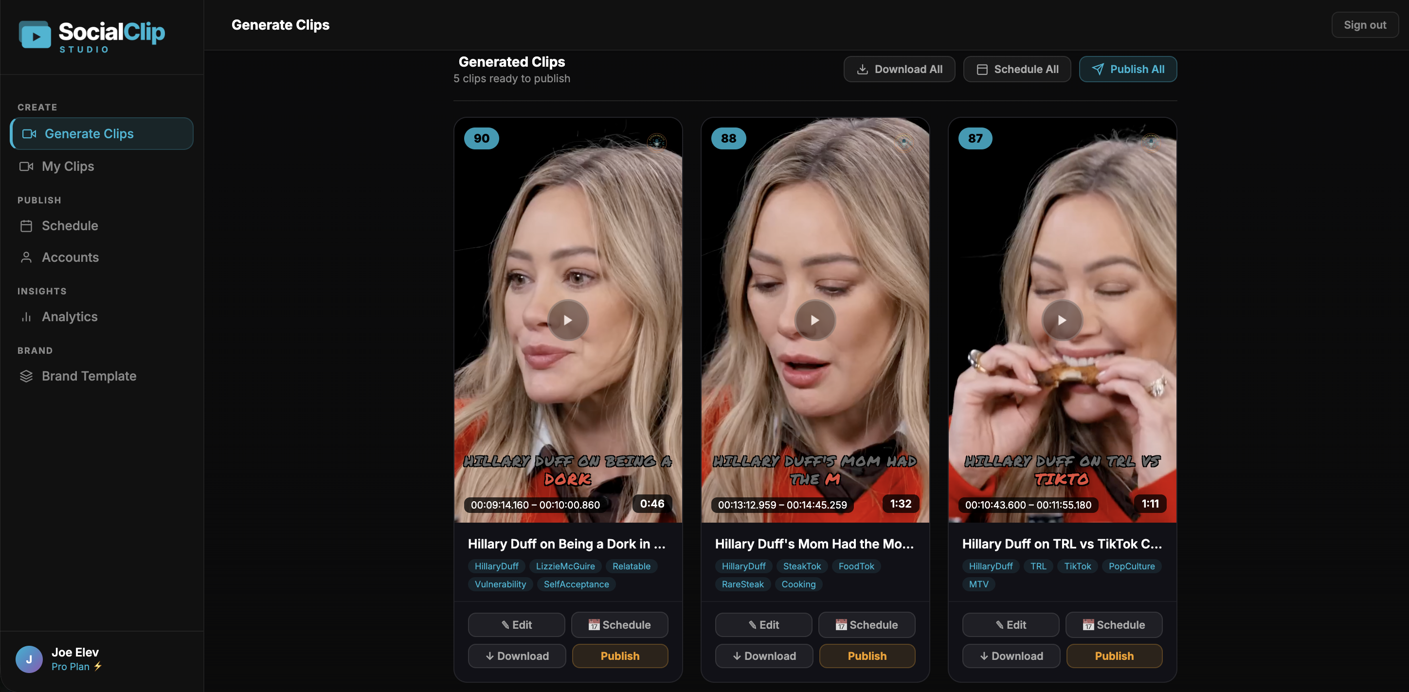 SocialClip Studio Generated Clips